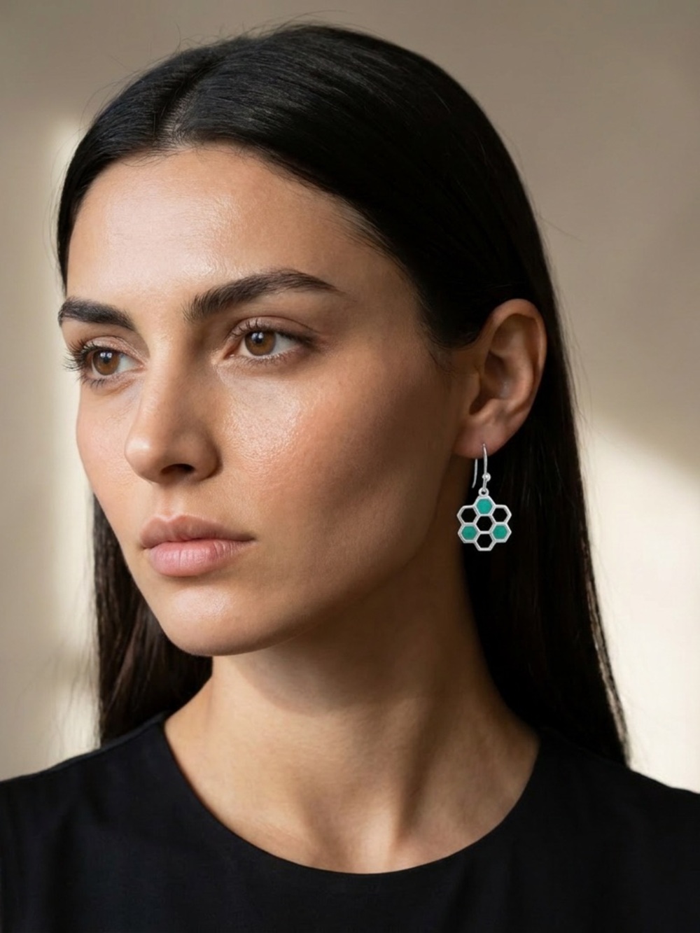 Sterling silver turquoise honeycomb earring